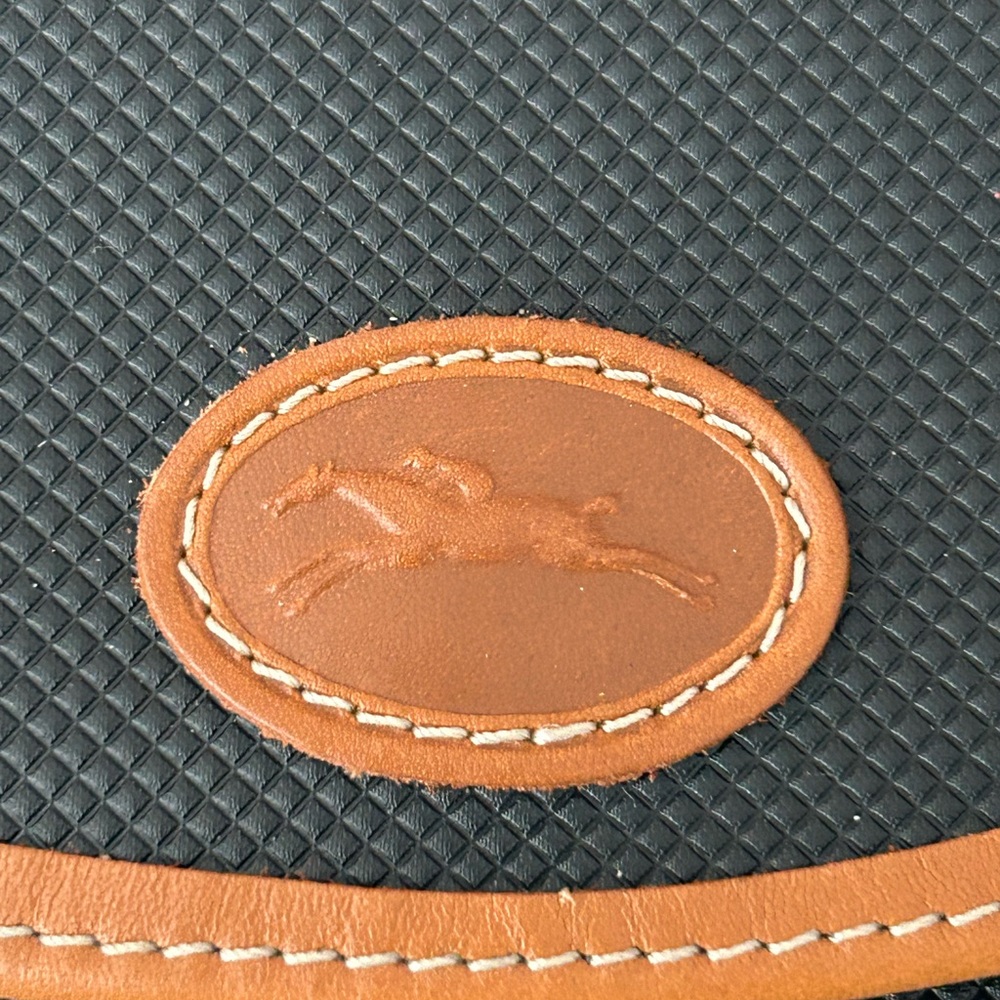 Vintage Longchamp Wallet EUC Black Diamond Cut Leather With Brown Leather Trim - Picture 3 of 7
